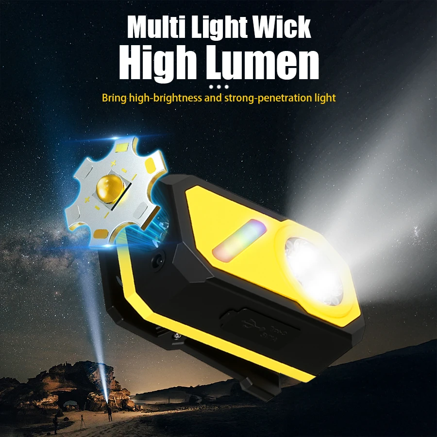 Portable Mini Rechargeable Clip Flashlight With Magnet/Power Display Pocket Sensor Torch Spotlight/Floodlight Outdoor Camping