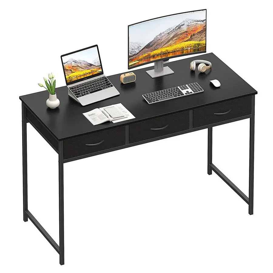 

Computer Desk with 3 Drawers, 47.2 Inch Small Vanity Desk with Storage, Home Office Bedroom Desk for Small Spaces, Modern Work