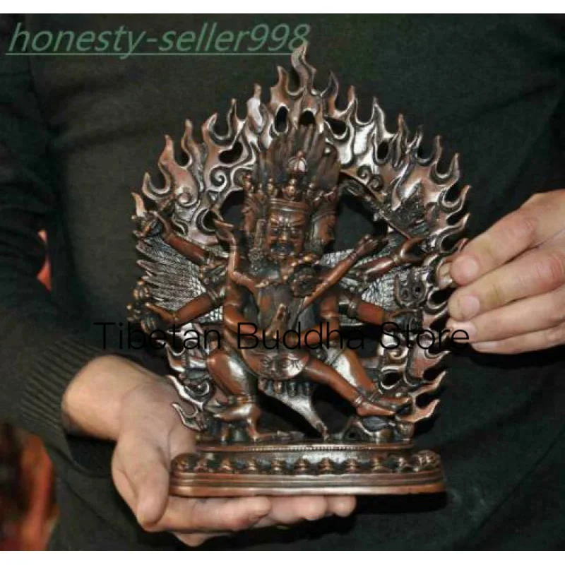 

9,2 дюйма храм тибетского буддизма Tantra, бронзовая лампа Mahakala