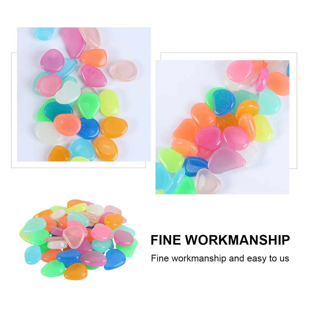 1Pack Glow in Dark Garden Pebbles Aquarium Resin Rubbles Flowerpot Layer DIY Landscape Decoration Luminous Stones