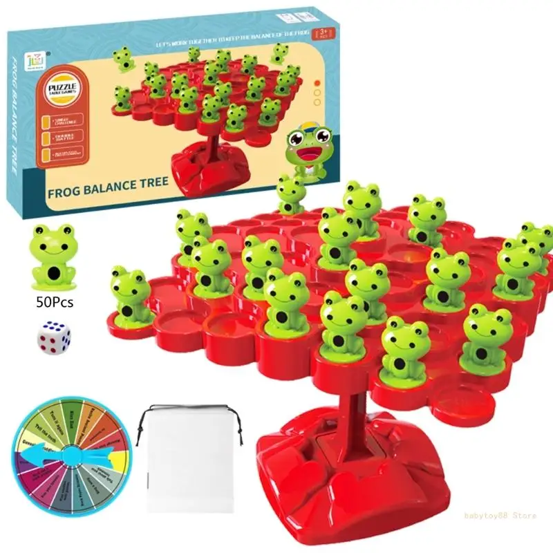 Y4UD Math Learning Tree Game Preschool Stem Montessori Educational Toy with Frogs for Kids Ages 3+ Years Old