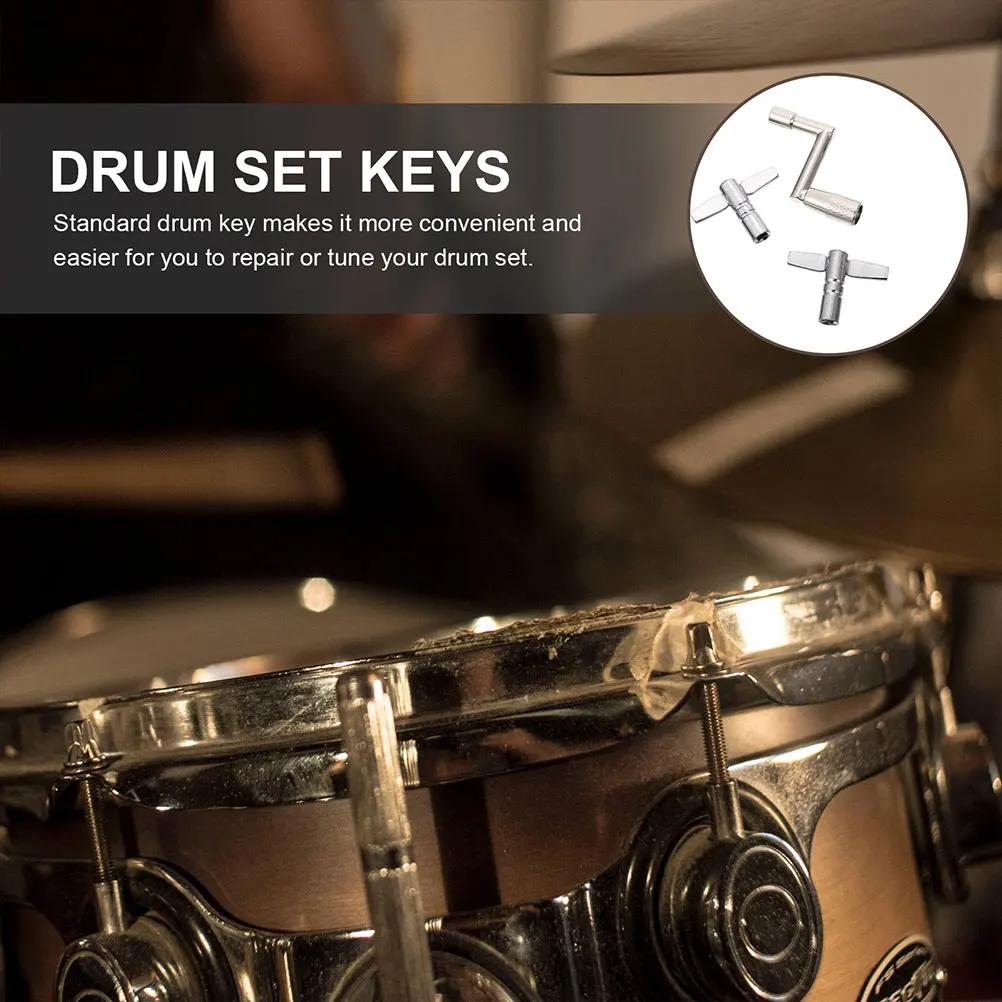 

3 Pcs Drum Key Wrench Tuning Music Tool Tuner Drums Percussion Keys Wrenches Metal for Snare Accessory