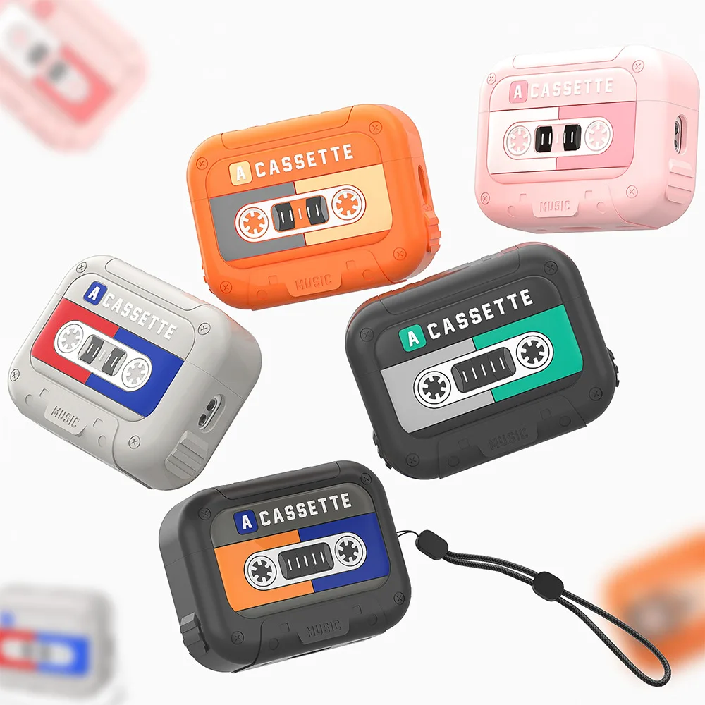 For Airpods 5 Case 2026,Retro Cassette Silicone Protective Earphone Cover For Airpods Pro 2 Case/Airpods 4 Case Funda