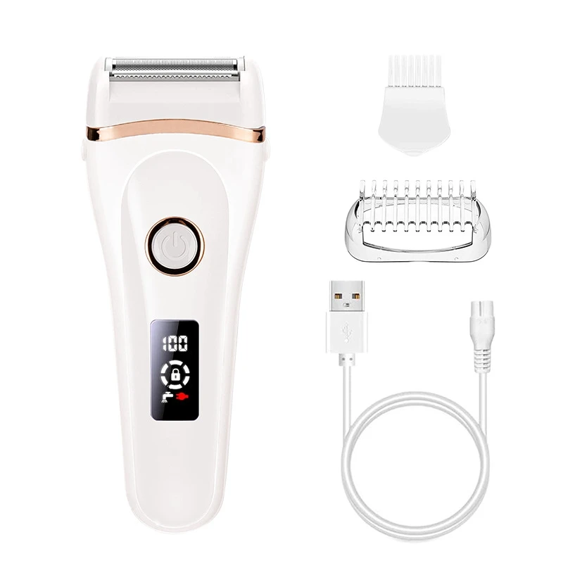 Hair removalElectric Shave Ladies Shave USB Rechargeable Bikini Trimmer for Whole Body Waterproof LCD Display Wet and Dry Use