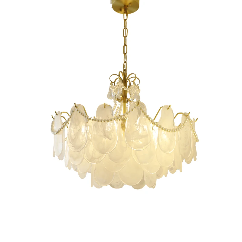 

French bedroom study light modern simple light luxury cloud mist pearl crystal light American living room lamp