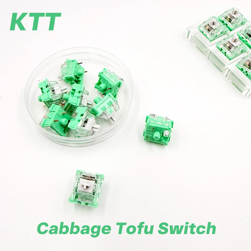 KTT White jade and jadeite Switch Linear 45g MX switch for mechanical keyboard Factory Lubed POM RGB 3pin Cabbage Tofu
