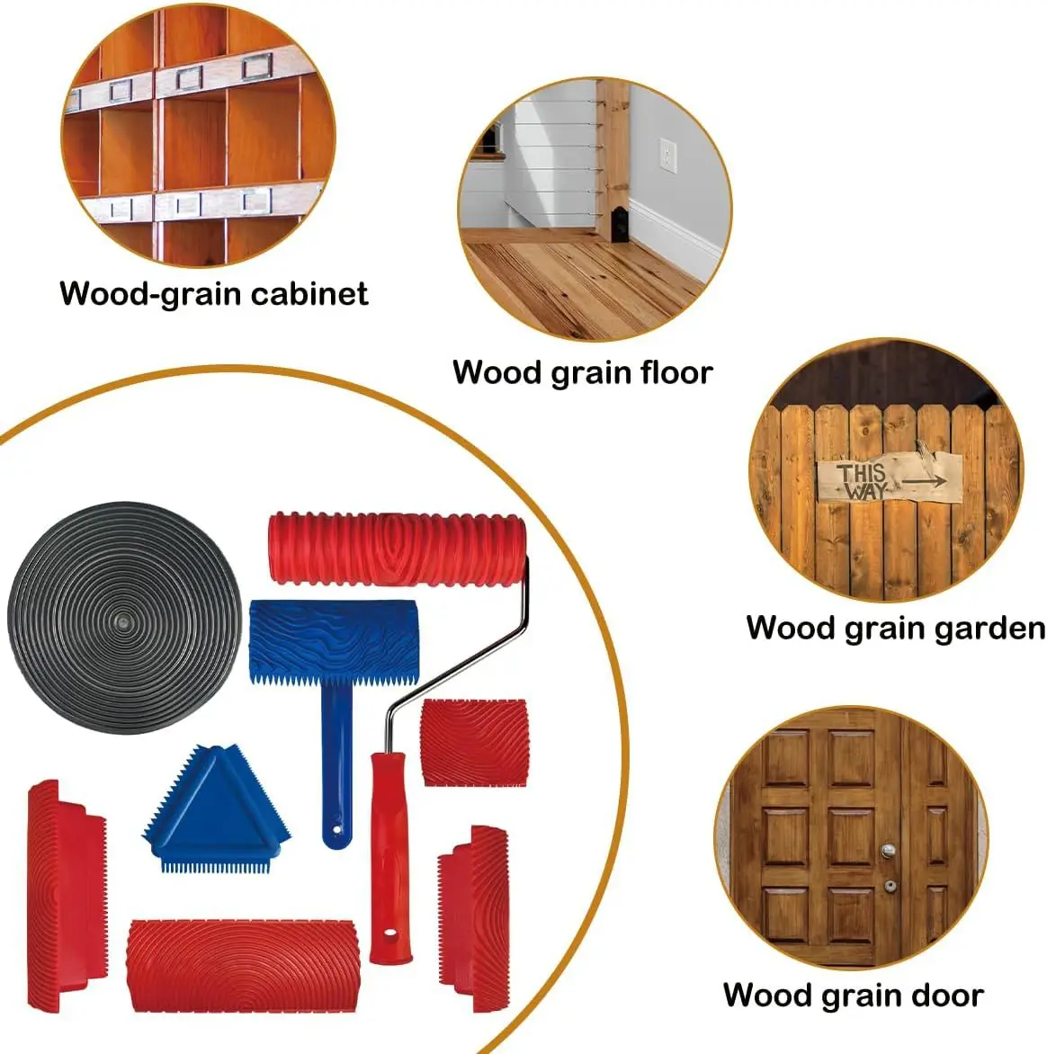 6 قطعة 7 بوصة المحبب أدوات الرسم على الحائط الخشب الملمس رولة دهانات أدوات نمط الخشب لغرفة الحائط الفن الخشب الحبوب أداة مجموعة.