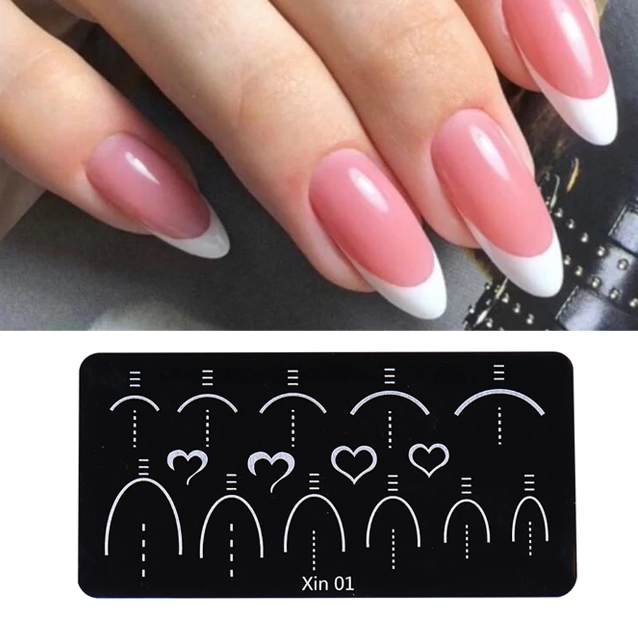 Nail Art Stamping Plate French Designs Geometry Wave Line Drawing Printing Love Stamp Templates Nail Charm Mold Stencil Tools