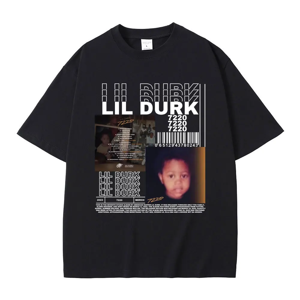 

Rapper Lil Durk 7220 Album Cover Graphic T-shirts Man Hip Hop Fashion Vintage Tshirt Men Women Cotton Casual Oversized T Shirts