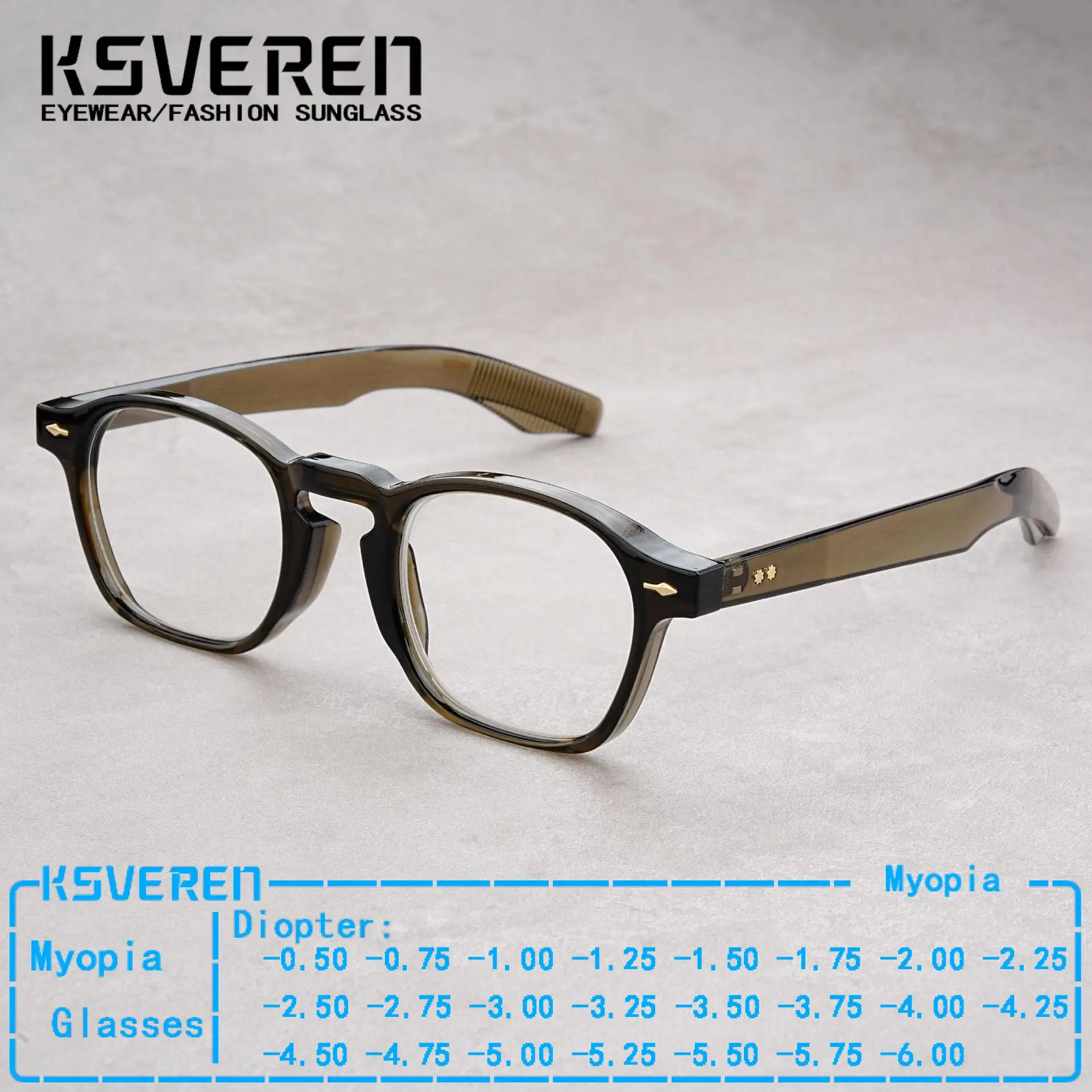 

Full Rim Blue Light Blocking Vintage Myopia Glasses Men Women Oval Prescription Optical Nearsighted Eyeglasses -0.5 To -6.0