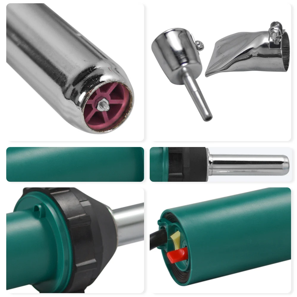 1080W 220V Plastic Hot Air Welding Gun Torch with Pencil Tip Nozzle Flat Tip Pressure Roller Welding Heat Gun Kit Welder Machine