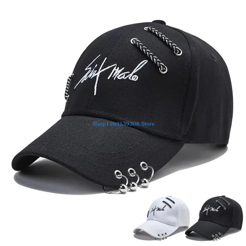 

400A Simple Baseball Cap with Ring Sunscreen for Sun Hat Letter Peaked Cap for Men Wo