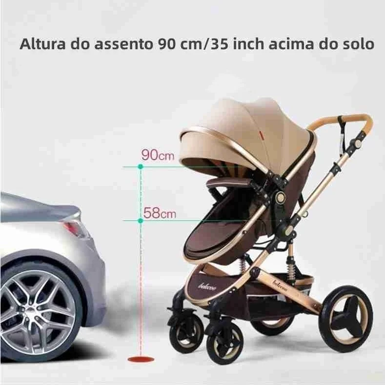 Carrinho de bebê Belecoo de alta qualidade, sistema de viagem 3-1, carrinho de bebê com grande espaço, uma chave dobrável, fácil de usar e fácil de transportar