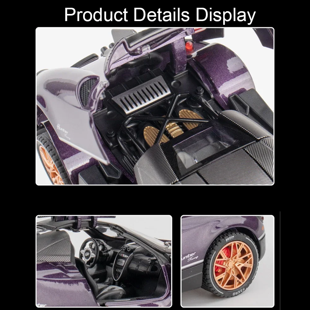 1:22 Pagani Huayra Dinastia Modello di auto sportiva Giocattoli Pressofuso in lega V12 GT Supercar Suono Luce Porte aperte Tirare indietro Ragazzi Regali