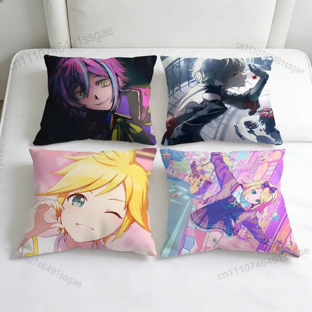 

P-Project sekai P-PJSK Enamel Decorative Square Pillow Cover Soft & Comfortable Pillow Case Sofa Bed Home Decoration