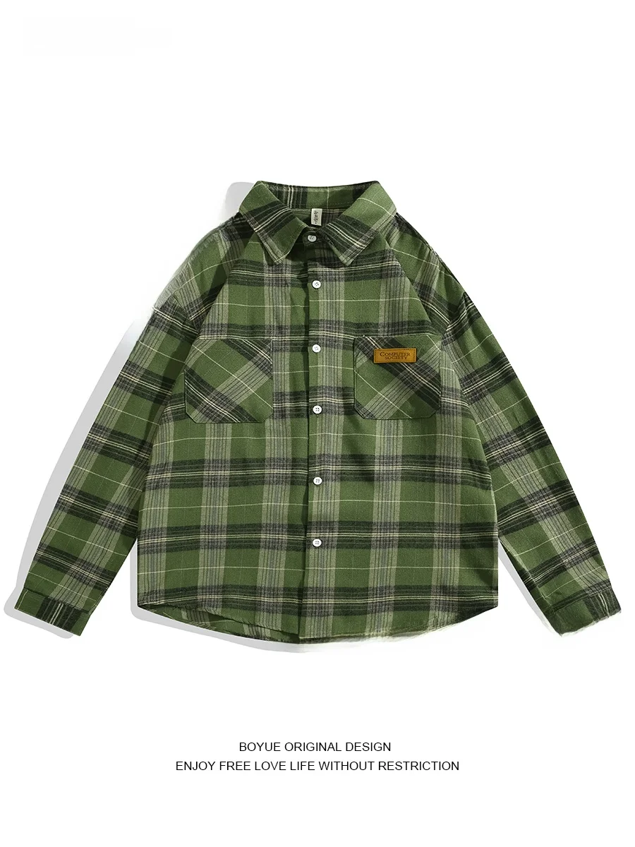 

Boyue Long Sve Plaid irt Thin Autumn M Proammer Outerwear Casual Loose Fit Youth Trend Autumn 2023 arp Collar