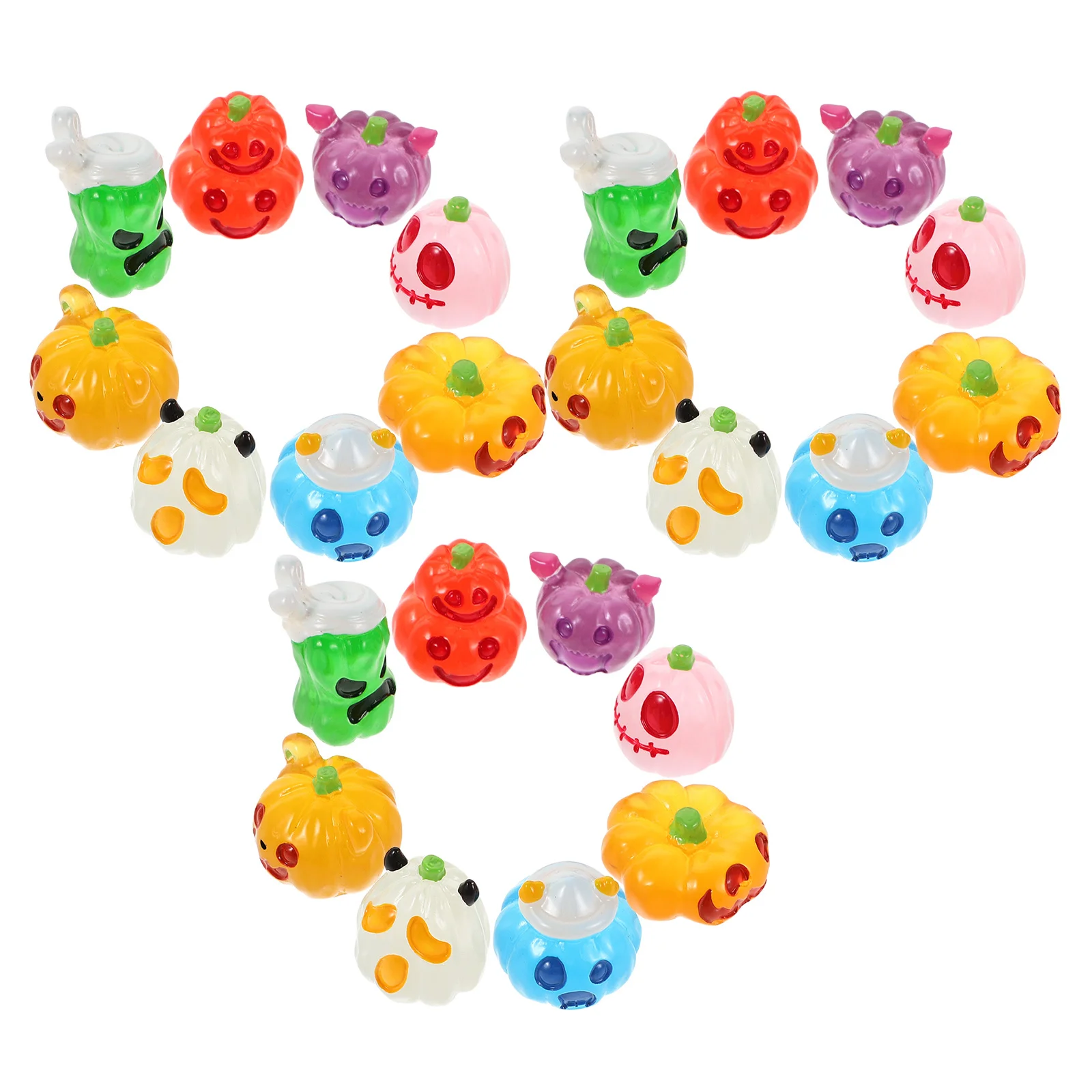 

24Pcs Glow in The Dark Resin Miniature Halloween Pumpkins Ghosts for Micro Landscape Indoor Party Decorations Mini Ghost Set