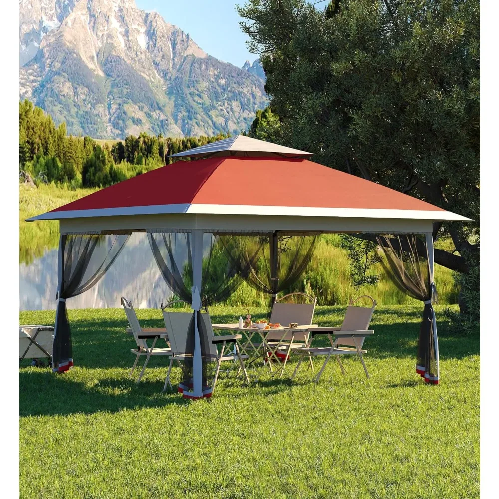 

13 X 13FT Pop Up Gazebo, Canopy Tent, Gazebos on Clearance,Patio Folding Canopy with Mosquito Netting - Backyard Tent for Party,