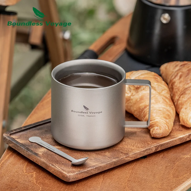Boundless Voyage Titanium Double Wall Coffee Cup 220ML Camping Mug Mini Outdoor Tableware Ti3052D gallery 3