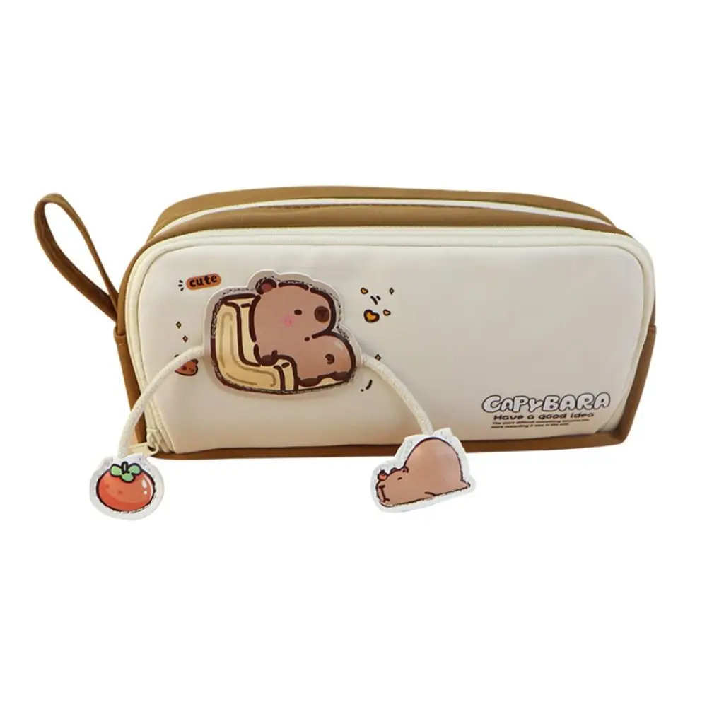 Large-capacity Capybara Pencil Case Storage Box Multifunctional Capybara Pen Pouch Oxford Funny Capybara Pencil Bag Cosmetic Bag