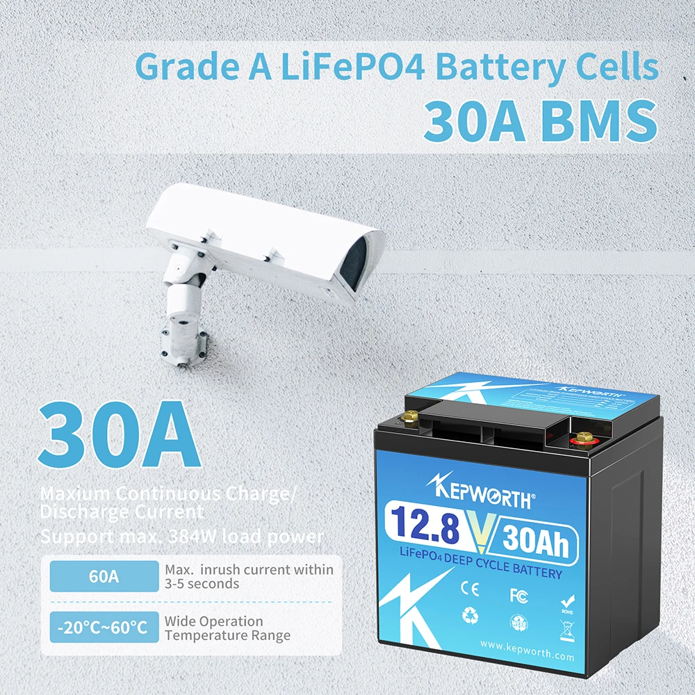 KEPWORTH Neueste LifePo4-Batterie 12 V 20 Ah 25 Ah 30 Ah Integriertes BMS 12 V LiFePo4-Akku in Reihe oder Parallel – Detail 11
