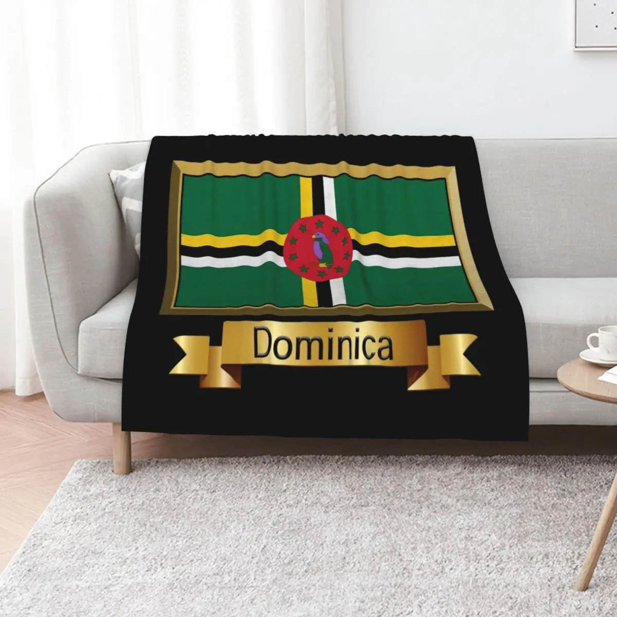 Dominica Flag Gifts, Stickers & Products - Named Throw Blanket Tourist cosplay anime wednesday Decoratives Blankets
