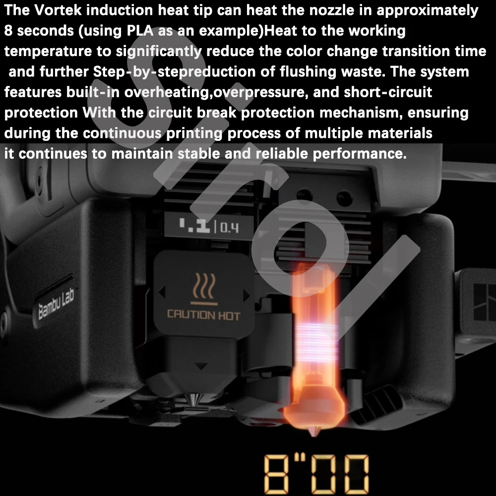 Original Bambu Lab H2C Intelligent Induction Hotend For H2C Vortek System 0.2/0.4/0.6/0.8mm Standard Hot End Upgrade Print Head