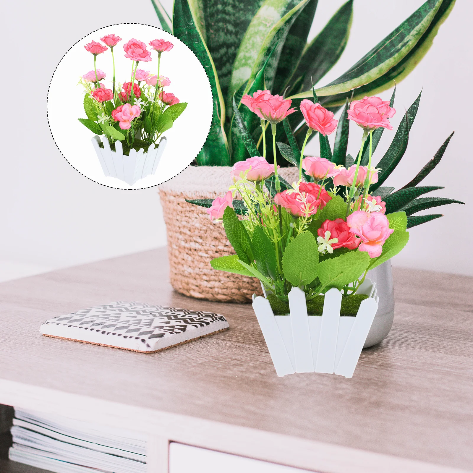 

2 set Artificial Potted Plant Fake Bonsai Lifelike Faux Green Plants Home Decor For Living Room Desk Office Indoor Simulation