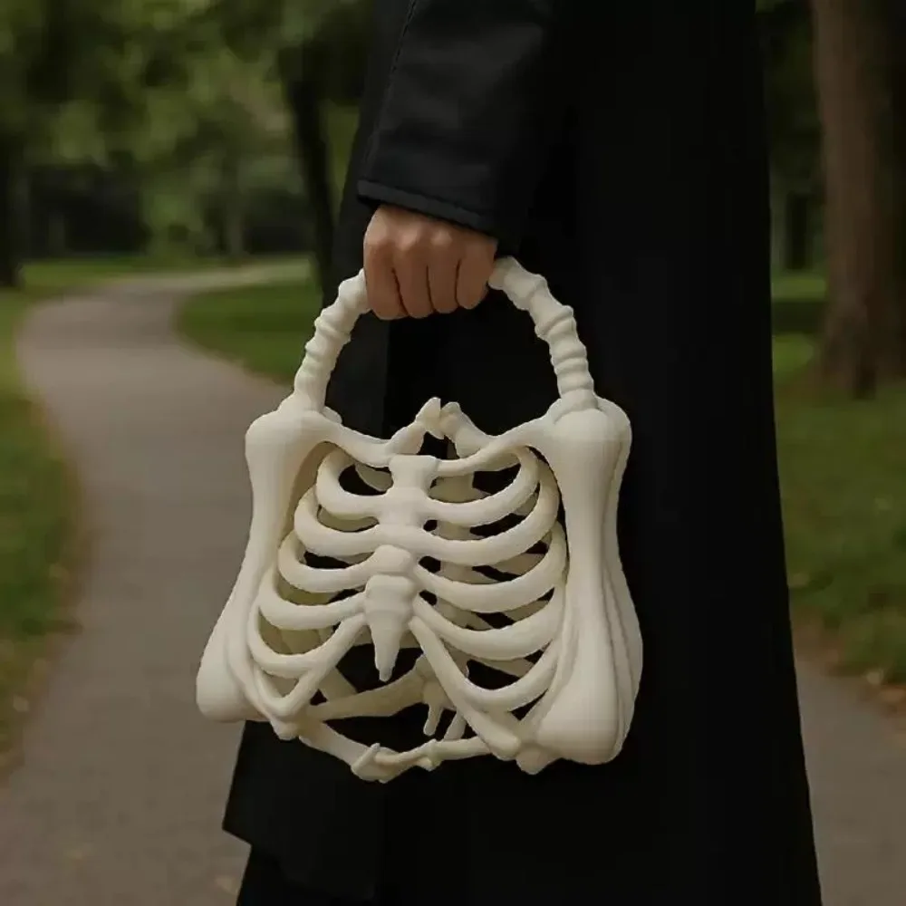 

Skull Storage Bag Novelty Y2k Women Girls Punk Hiphop Skeleton Bag Funny Handbag 3D Skull Horror Party Bag