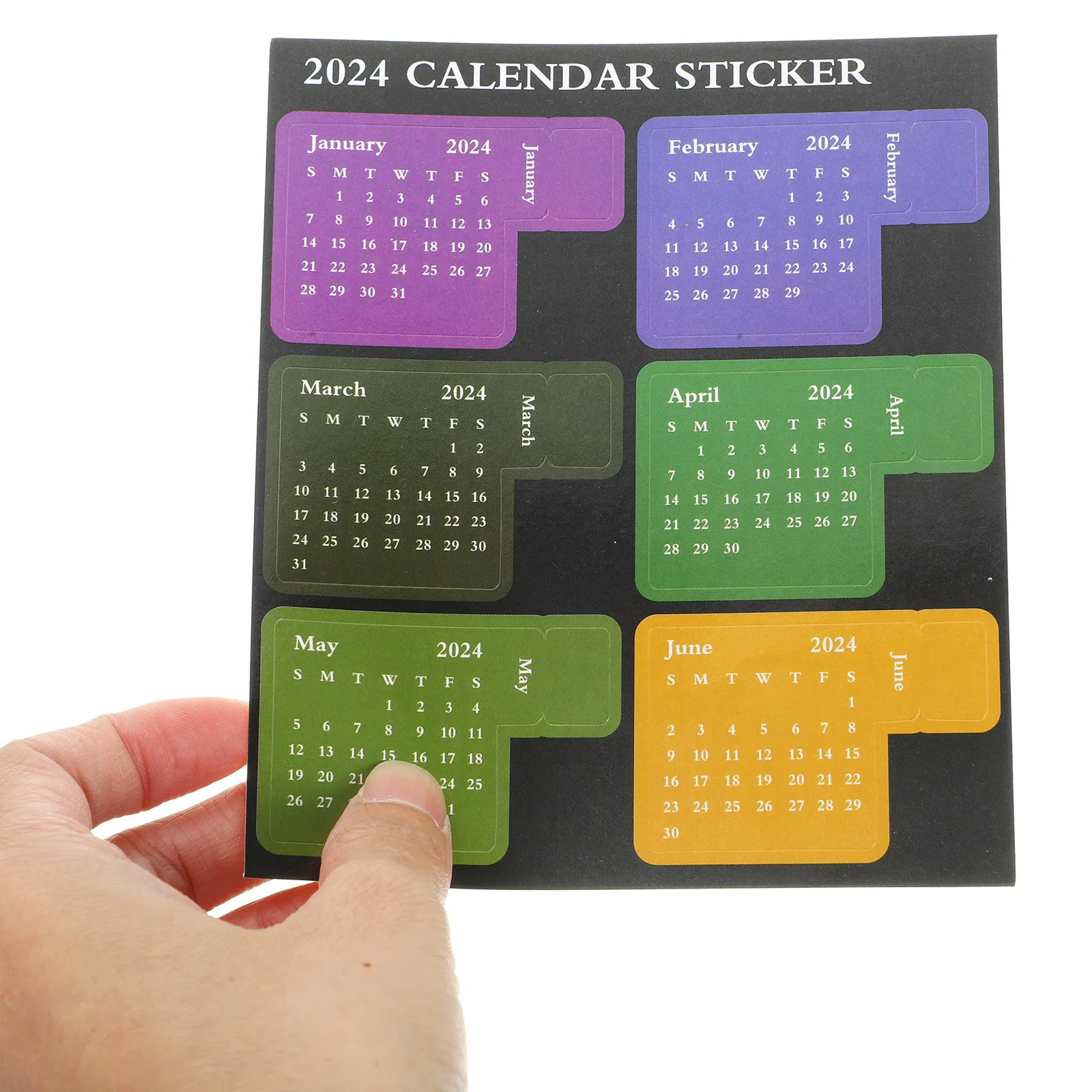 

12 Sheets 2024 Monthly Calendar Stickers DIY Sticky Tabs for Notebook Planner Schedule Index Labels Colorful Page Markers