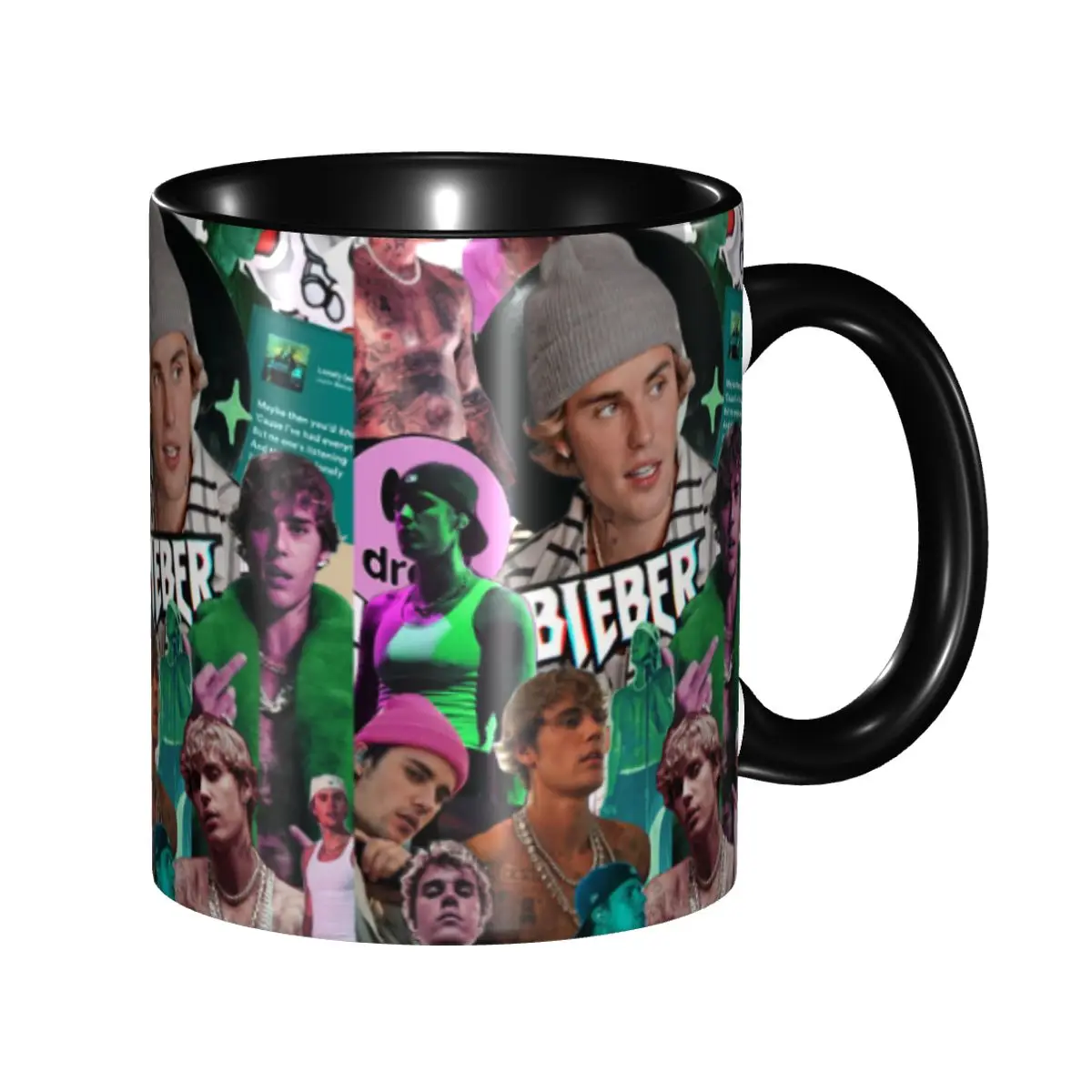 

Justin Bieber Collage Music Singer Mugs Customized Ceramic Coffee Mug Creative Gift