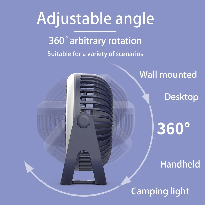 Muziso mini desk fan with lamp built-in battery rechargeable USB portable fan cool camping gear wall mounted small Electric fans