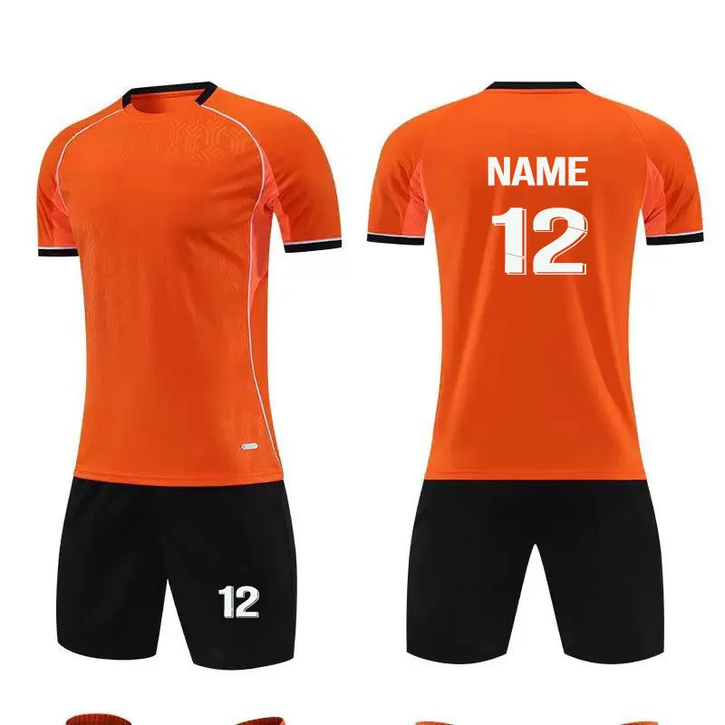 Children Adult Football Jerseys Boys and girls Soccer Clothes Sets youth soccer sets training jersey suit Orange