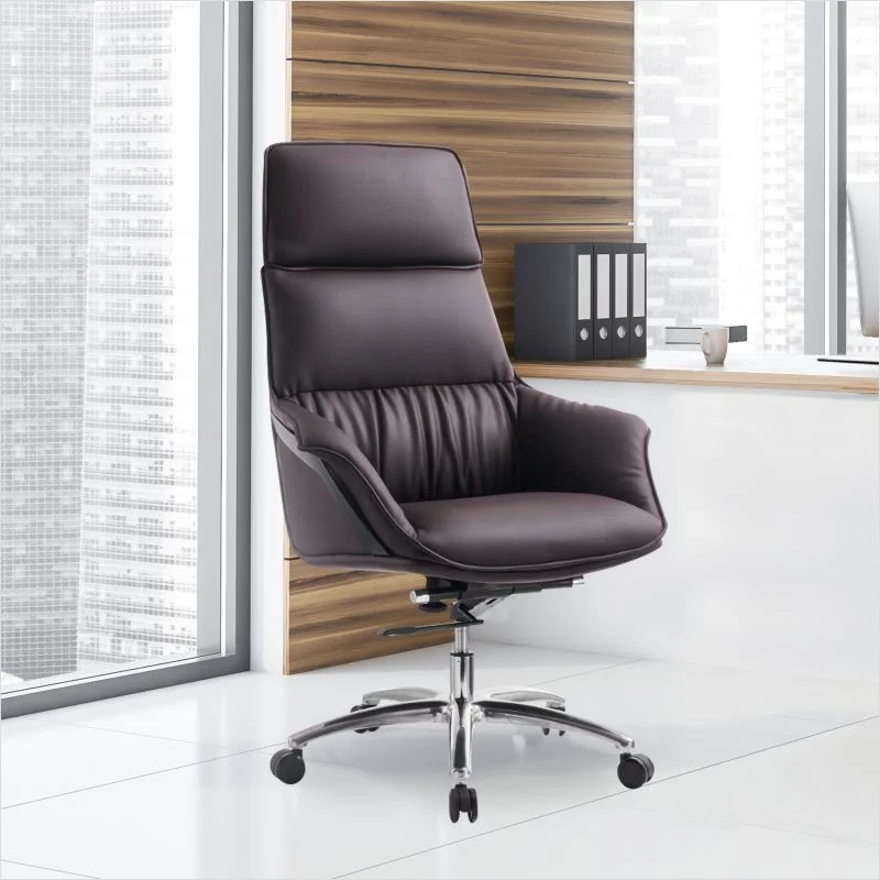 كرسي قاعدة من الألومنيوم لأثاث المكاتب من جلد البولي يوريثان عالي الجودة مع مسند ذراع ثابت #6