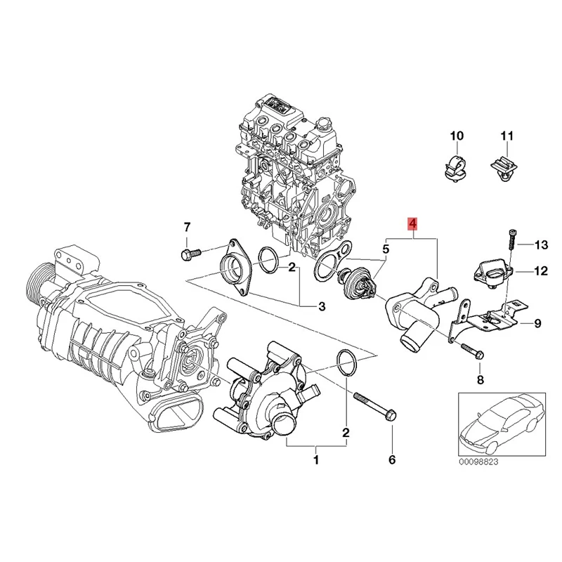 11537512733 Plastic or Aluminum Engine Thermostat Housing for Mini R50 R53 R52 Cooper 2001-2008 Coolant Water Flange