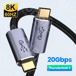 USB3.2 20Gbps USB C à Type C câble de données PD 100W 5A QC4.0 3.0 câble de charge rapide pour MacBook 8k @ 60Hz câble vidéo 1/2/3M