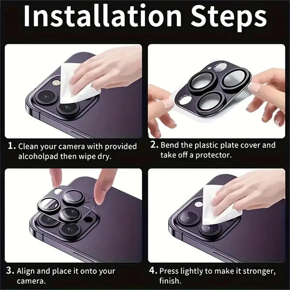 واقي عدسة الكاميرا المعدنية ثلاثية الأبعاد لهاتف آيفون 11 12 13 14 15 16 Pro Max Plus 13 12 زجاج كاميرا صغير لهاتف آيفون 11 من الزجاج المقسى