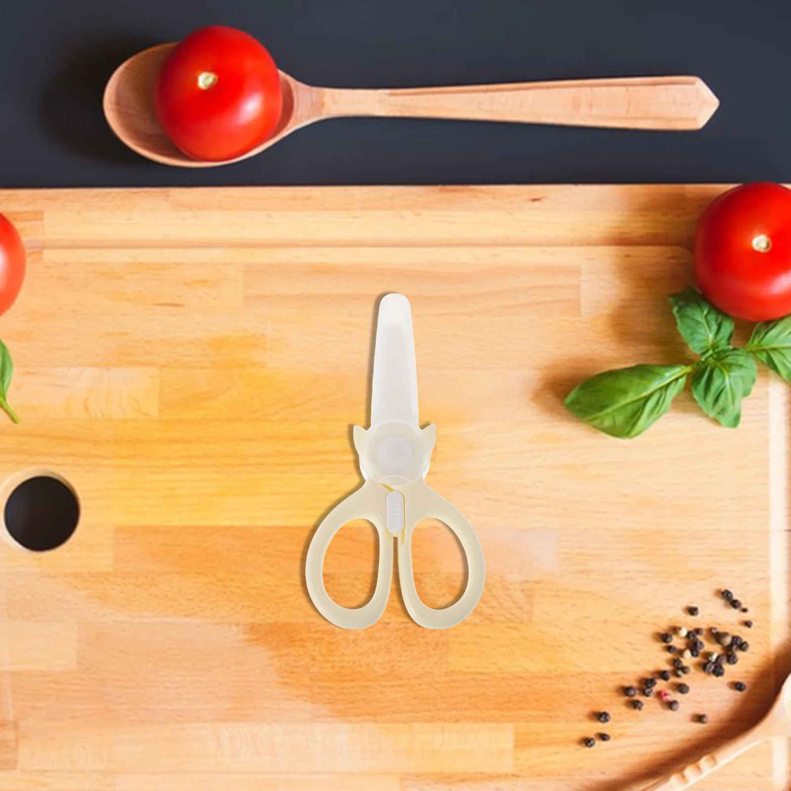 مقص تقطيع الطعام من السيراميك المحمول متعدد الوظائف، مقص المطبخ للحوم، المعكرونة، الخضار، أغذية الأطفال، السفر إلى المنزل #5