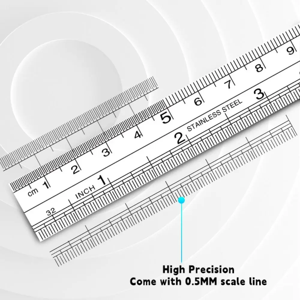 15/20/30/40/50cm Stainless Steel Ruler Stainless Steel Thickening Straight Ruler Double Side Scale Engineer Grade Drawing Ruler