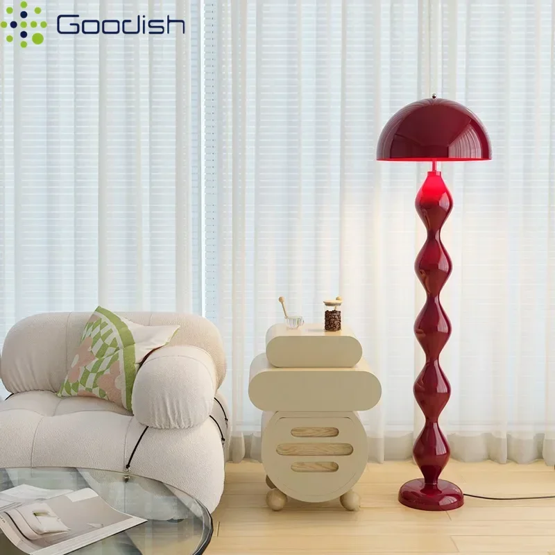 Janpanese Wabi-sabi Retro Standing Column hat Art Creative Lustre Lights LED Floor Lamps for Bedroom Home Decoration Chandelier