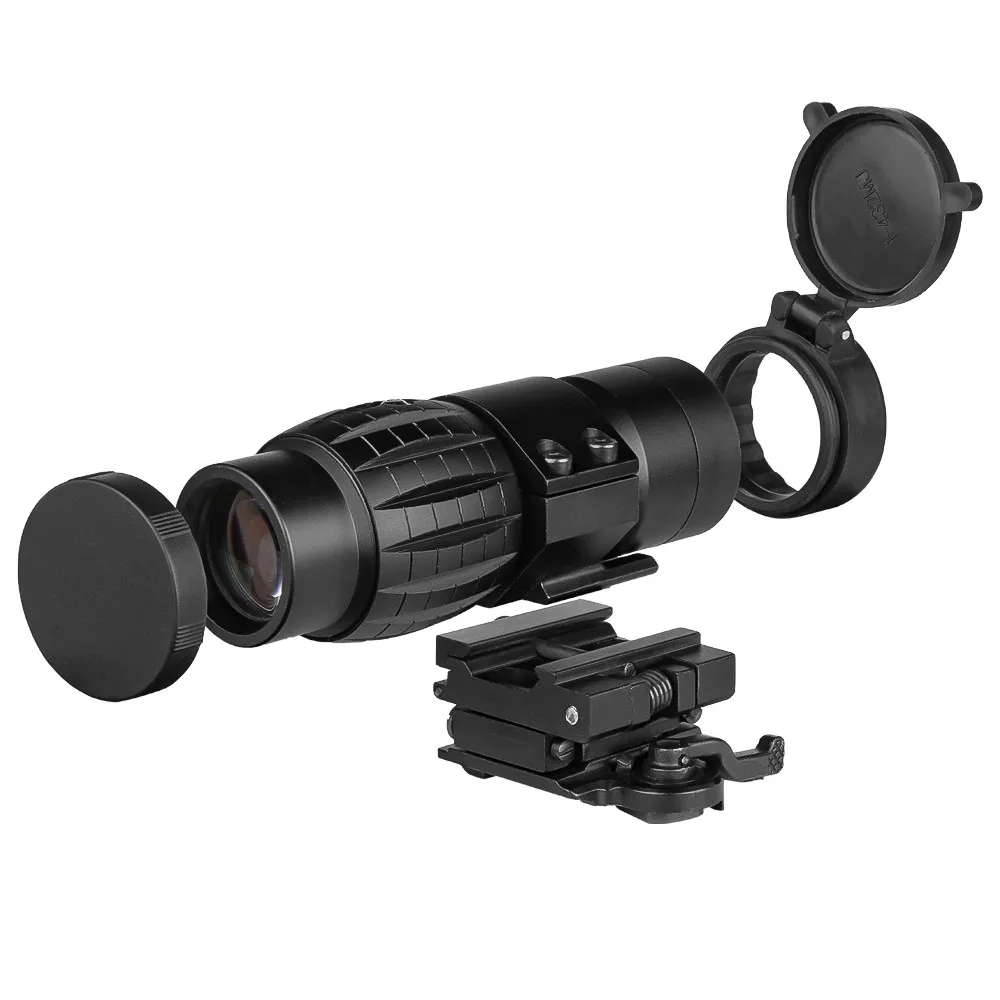 Tactical Optical Scope Sight 3X Magnifier Riflescope With Flip Up Mount For 20mm Picatinny Weaver Rail Mount