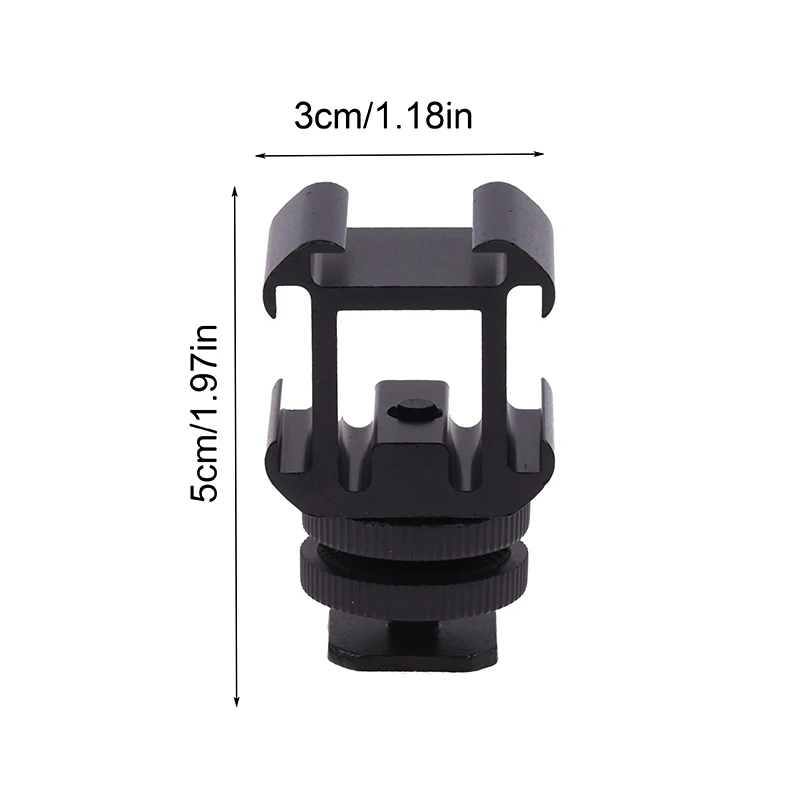 Camera Three-Head Hot Shoe Mount Adapter Dual Screws Bracket Holder for Camera LED Video Microphone Monitor Flash Light