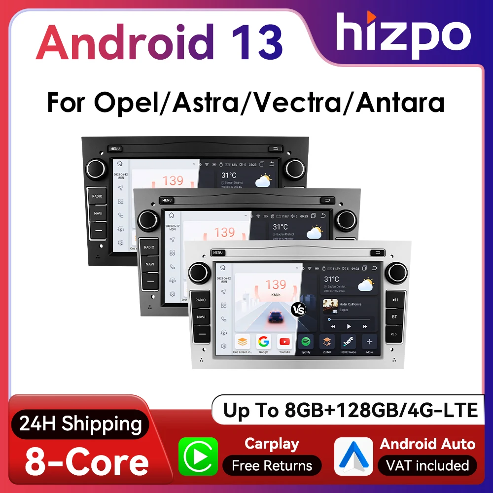 HIZPO 2Din 7inch Android Car Radio for Opel Astra H G J Zafira B Corsa C D Antara Vectra Vivaro GPS RDS DSP 4G CarPlay Autoradio