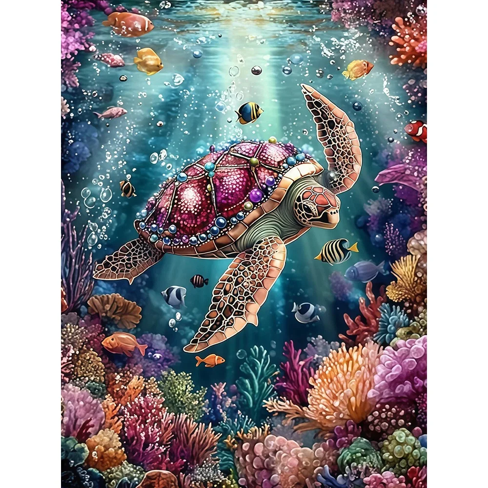 EverShine Diamond Mosaic Tortoise DIY 5D Full Drill Diamond Art Painting Kit Coral Embroidery Turtle Animal Home Leisure Gift
