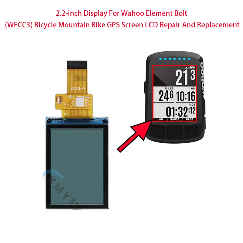 2,2-calowy wyświetlacz do roweru Wahoo Element Bolt (WFCC3) Rower górski Ekran GPS Naprawa i wymiana LCD