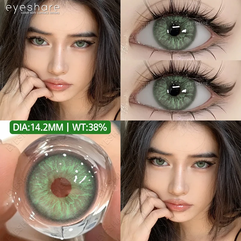 EYESHARE New Colored Contacts Lenses for Eyes 2Pcs Blue Colorful Beautiful Pupil Green Color Lenses Yearly Brown Contact 14.2mm