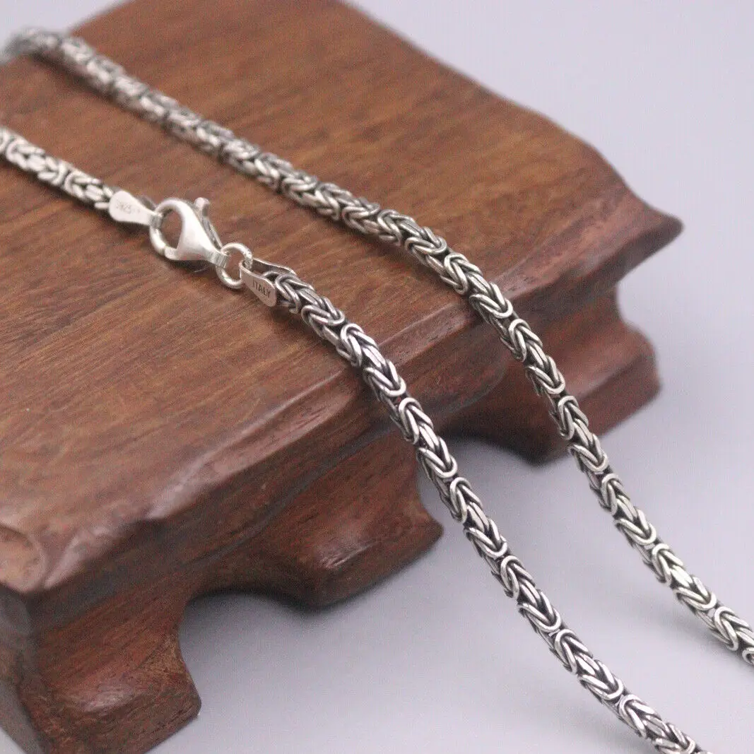 

Recommend Solid 925 Sterling Silver Necklace 3mm Byzantine Link Chain 21.6inch