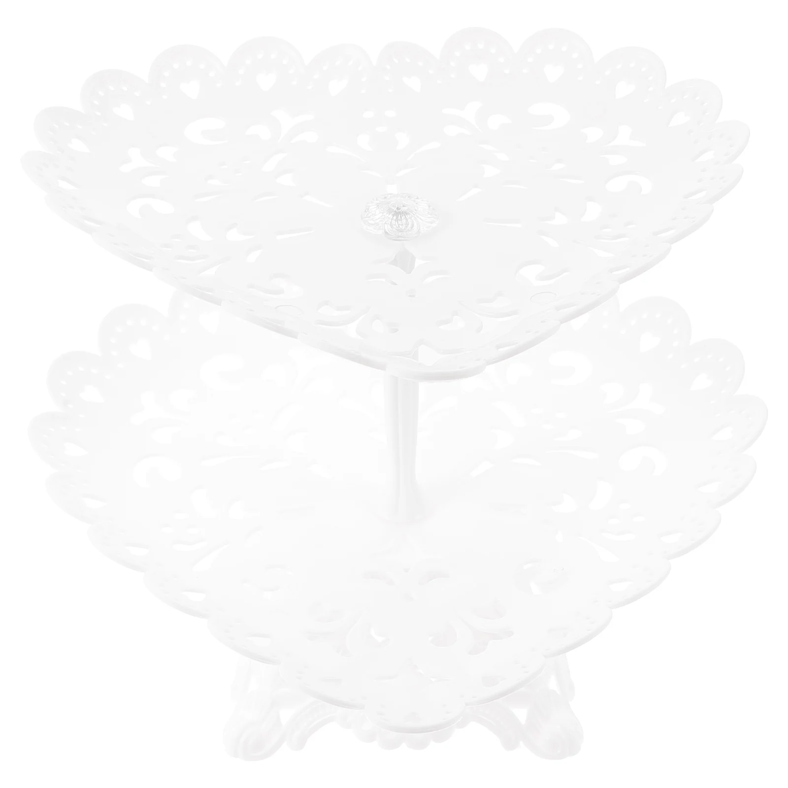 

Hollow Cake Tray Double Layer PP Candy Plate Snack Serving Tray Pierced Fruit Stand Dessert Rack Kitchen Barware Storage Display