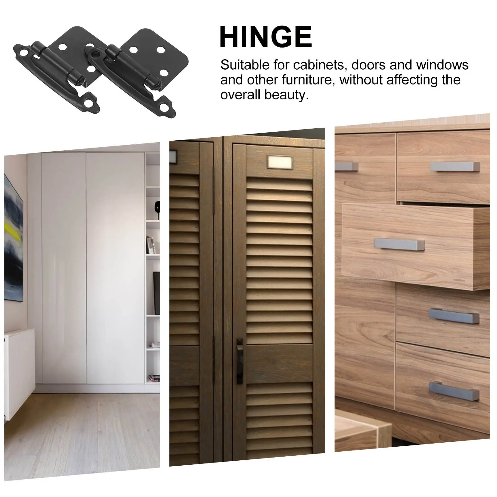 6Pcs Spring Cabinet Door Hinges Steel 1 2 Inch Overlay Self Closing Kitchen Cupboard Furniture Hardware Self Closing Hinges