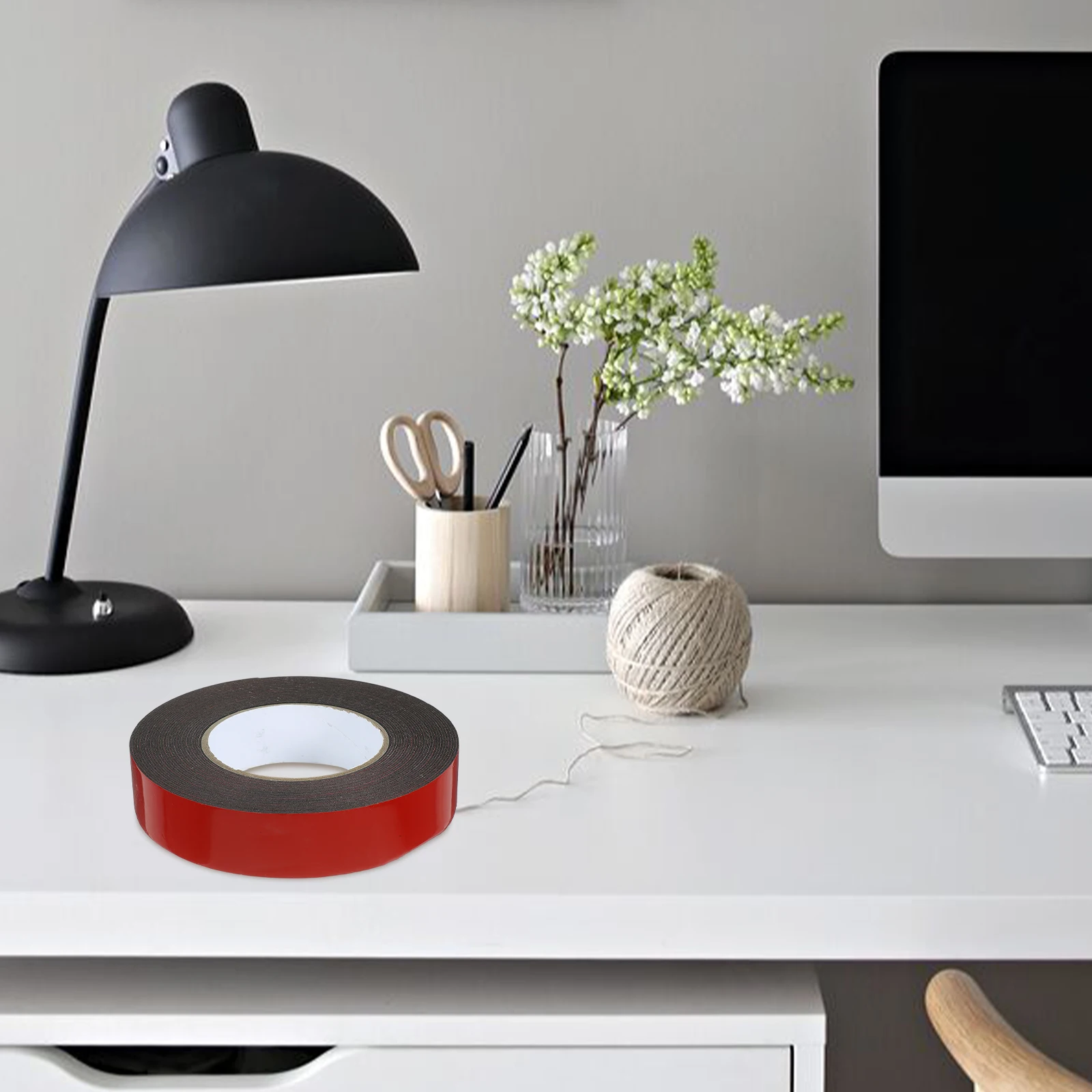 

5 Rolls Double Sided Tape Heavy Duty Strong Adhesive Mounting Black Red Film Foam Car Auto Home Office Use Long for Cars